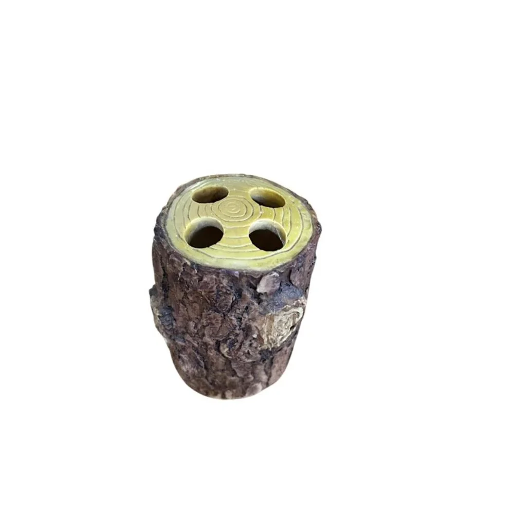 Rustic TreeBark BathroomSet - Soap Dispenser Toothbrush Holder Tumbler TissueBox